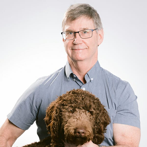 Dr. Alec Land with pet
