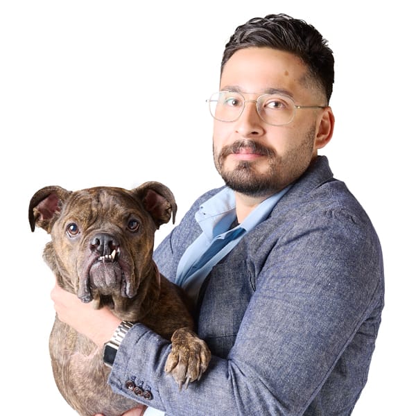 Felix De Leon with pet