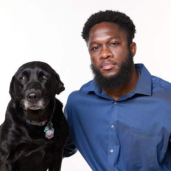 Dr. Kervans Lerouge with pet